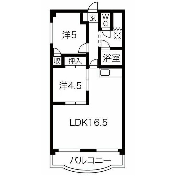 AHQ平子(2LDK/3階)の間取り写真