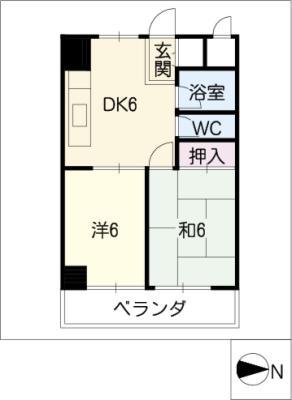 イナバホームズ(2DK/3階)の間取り写真