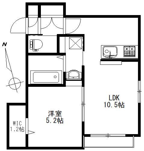 ERBE高円寺(1LDK/3階)の間取り写真