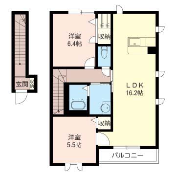 サニーヒルズG棟(2LDK/2階)の間取り写真