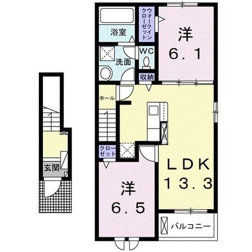 モーンガータ A(2LDK/2階)の間取り写真