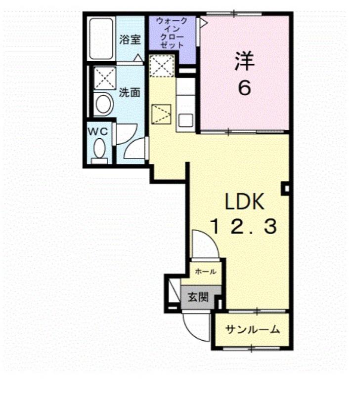 メゾン 二十二夜(1LDK/1階)の間取り写真