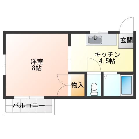 ヴィラフィレンツェ(1K/2階)の間取り写真