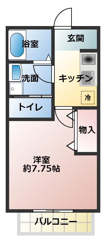 CLARIS(1K/2階)の間取り写真