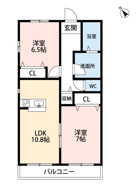 あいなむ18(2LDK/1階)の間取り写真
