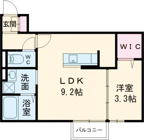 DROOM桜 本城(1LDK/1階)の間取り写真
