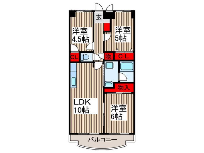 シャルマン島村(3LDK/3階)の間取り写真