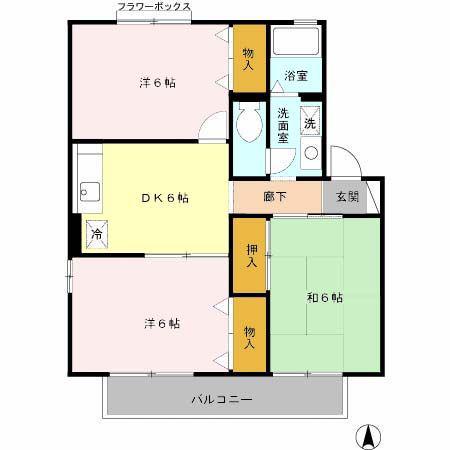 クレセール八木A(3DK/1階)の間取り写真