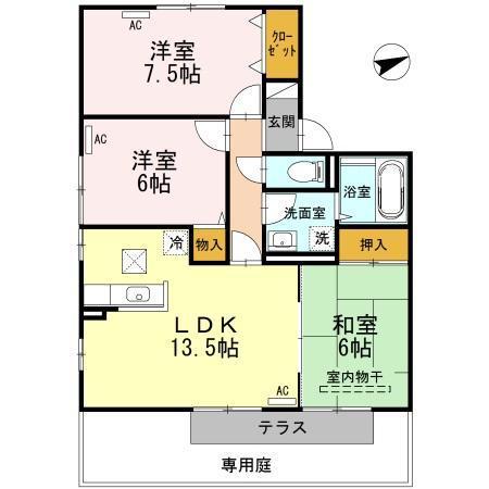 ファミリーコーポII(3LDK/1階)の間取り写真