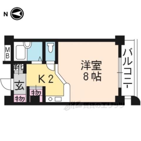 コーポライラック(1K/2階)の間取り写真