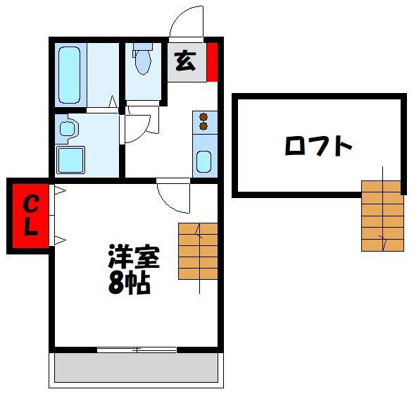 シエロ駅南(1K/2階)の間取り写真
