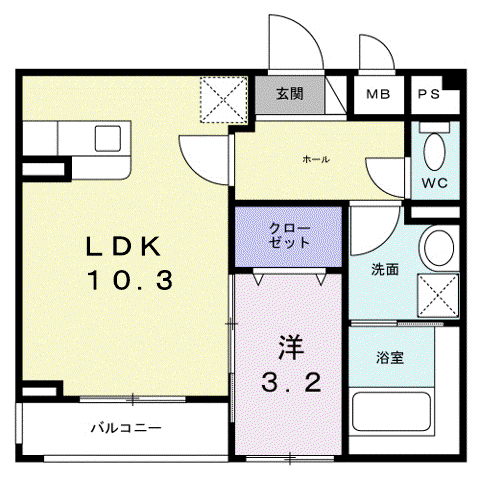 メゾン ド K 天神川(1LDK/2階)の間取り写真
