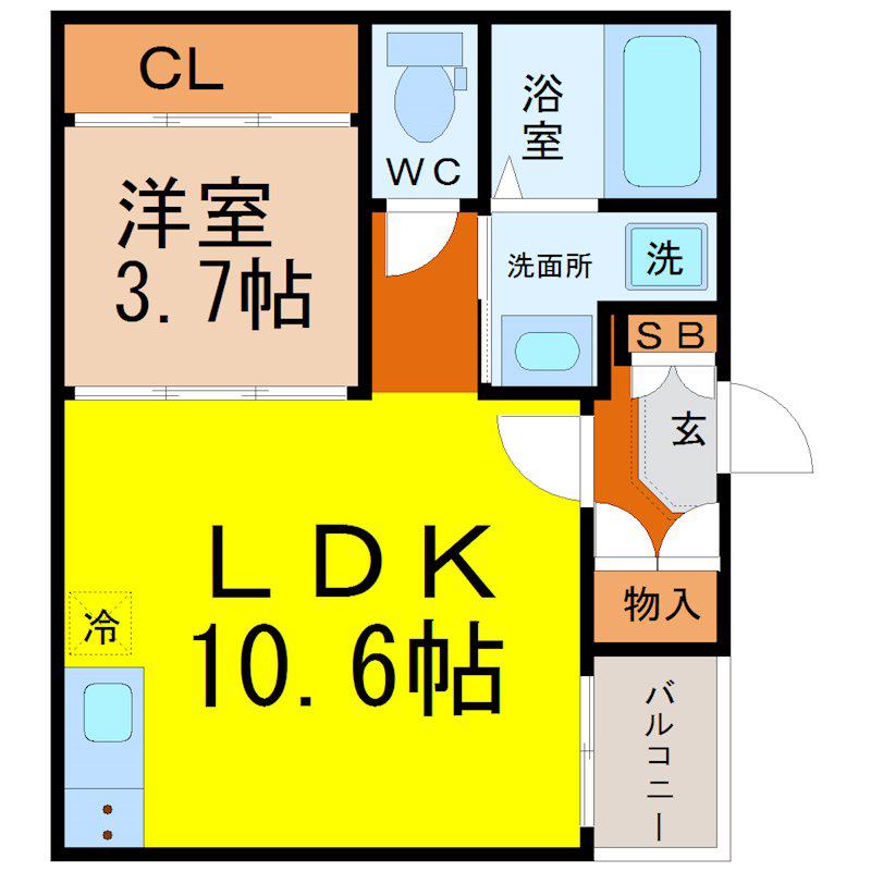 ハーモニーテラス野並VII(1LDK/3階)の間取り写真