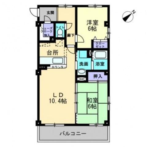 フォブール川内(2LDK/3階)の間取り写真