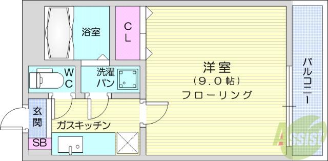 北山101ビル(1K/3階)の間取り写真
