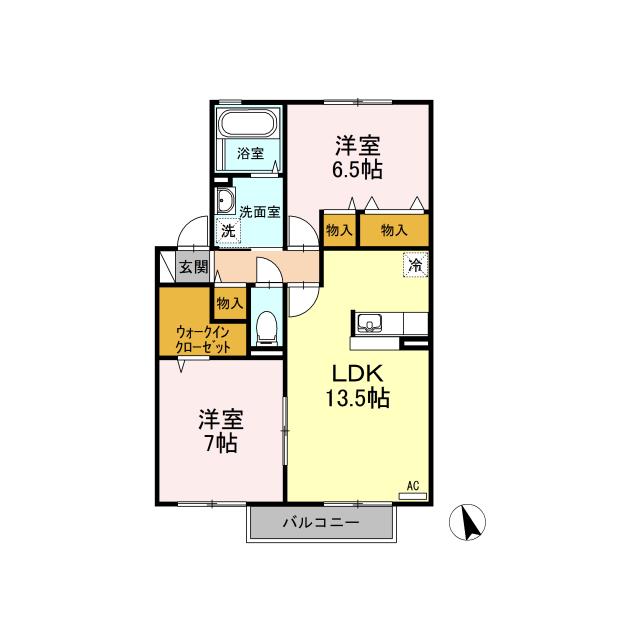 D-ROOM Z-BRIGHT III(2LDK/2階)の間取り写真