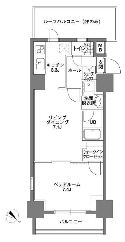 KDX岩本町レジデンス(1LDK/2階)の間取り写真