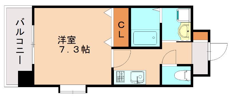 ローズモント・フレア薬院(1K/2階)の間取り写真