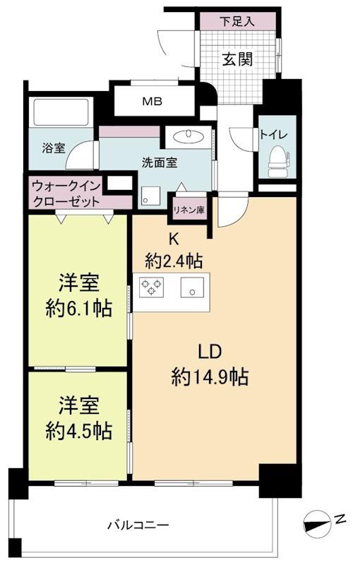 ウェルブライト博多ステーション(2LDK/12階)の間取り写真