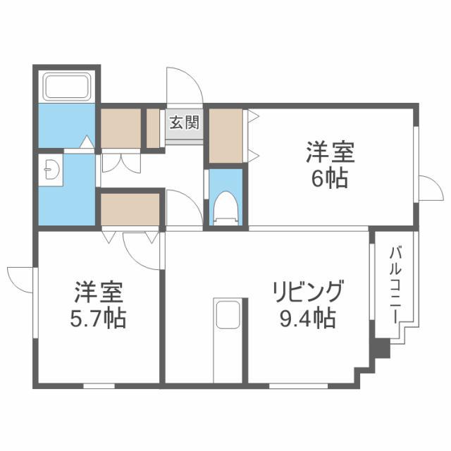 ユーマ25(2LDK/2階)の間取り写真