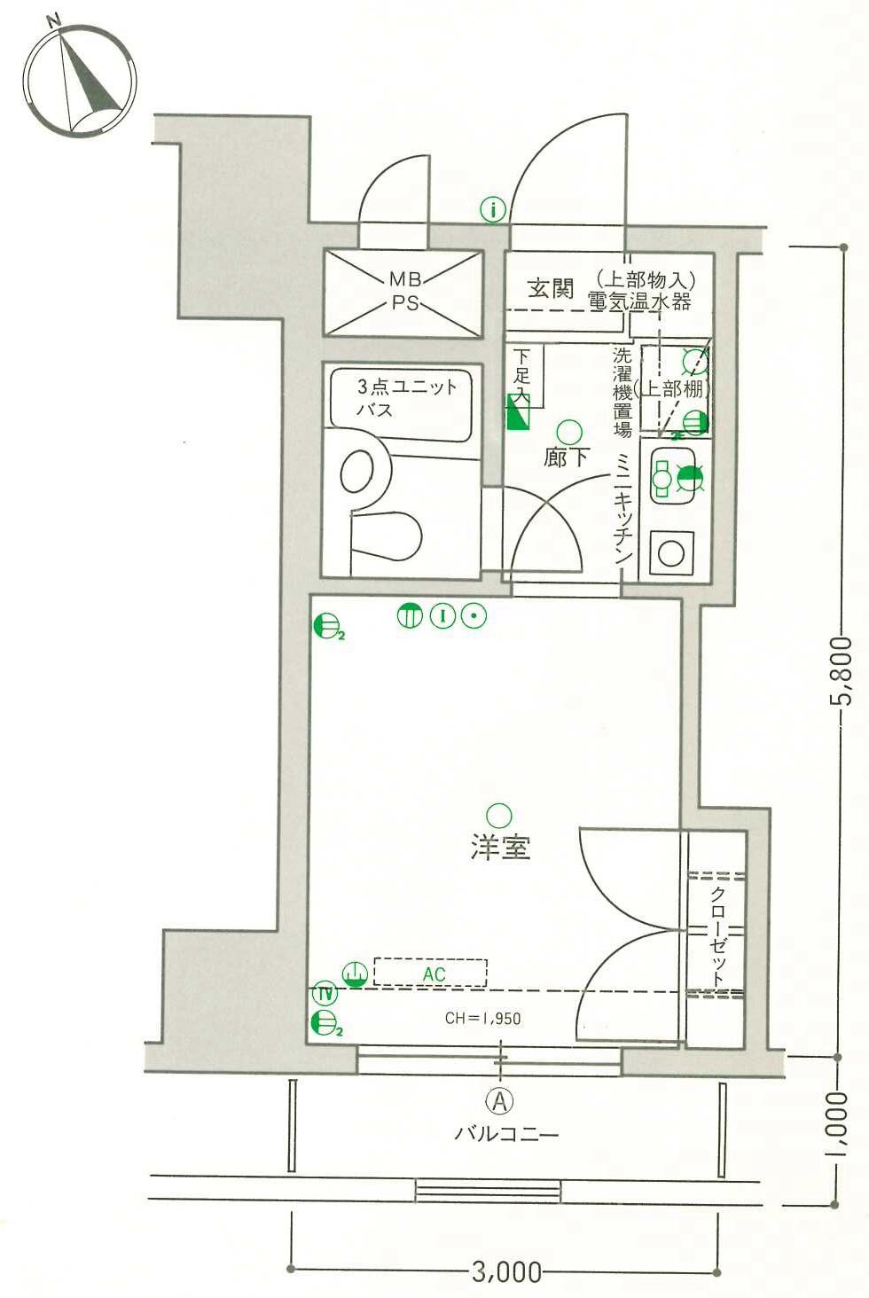 レクセル長岡(1K/9階)の間取り写真