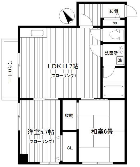 アシナマンション(2LDK/2階)の間取り写真