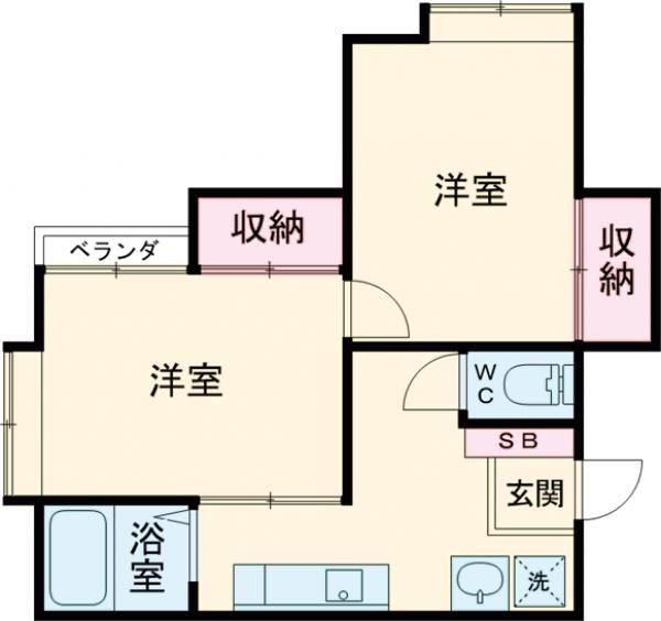 ハイツ新生安野町(2K/2階)の間取り写真