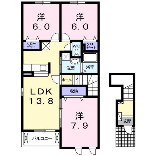メゾンサニーJ(3LDK/2階)の間取り写真