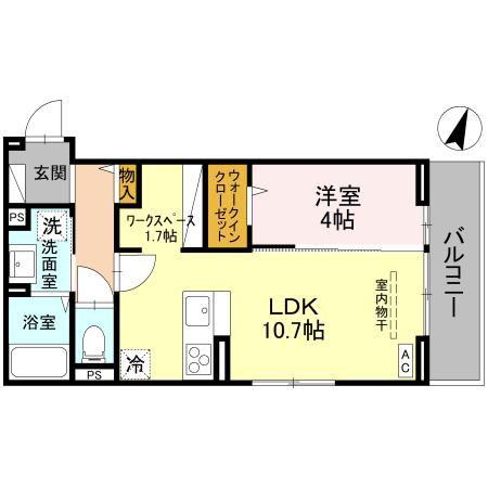 アザレアC(1LDK/2階)の間取り写真