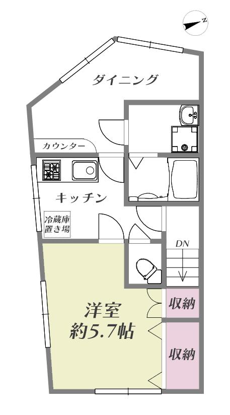 INOUEテナント(1DK/2階)の間取り写真
