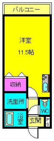 結充IMEUBLEA棟(ワンルーム/2階)の間取り写真