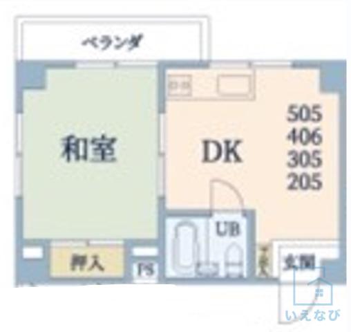 第2コーポリベラ(1DK/4階)の間取り写真