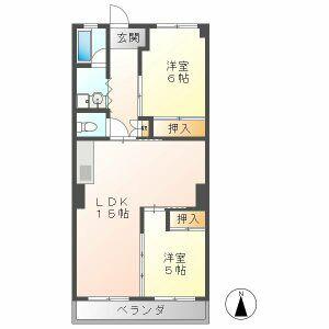 カーサプリメール(2LDK/7階)の間取り写真