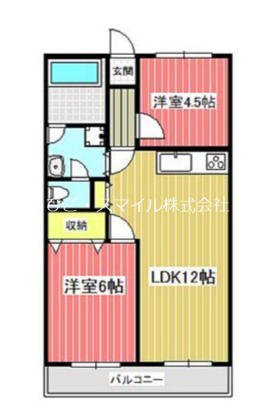 協和コーポ(2LDK/3階)の間取り写真