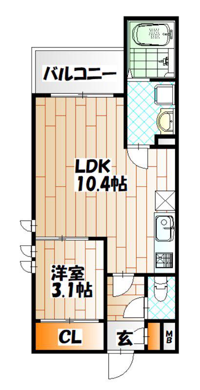 プルーム中原東(1LDK/1階)の間取り写真