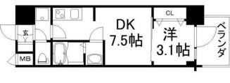 アドバンス神戸レイソレ(1DK/11階)の間取り写真