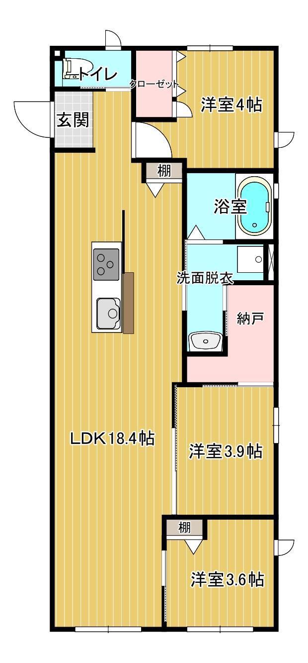 VIA LATTEA I(3LDK/1階)の間取り写真
