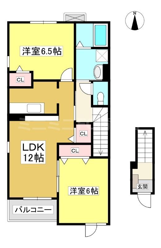 アイビーガーデンA(2LDK/2階)の間取り写真