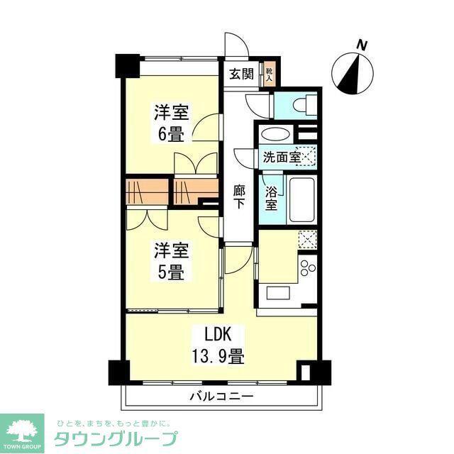 グランハイツ南雪谷(2LDK/2階)の間取り写真
