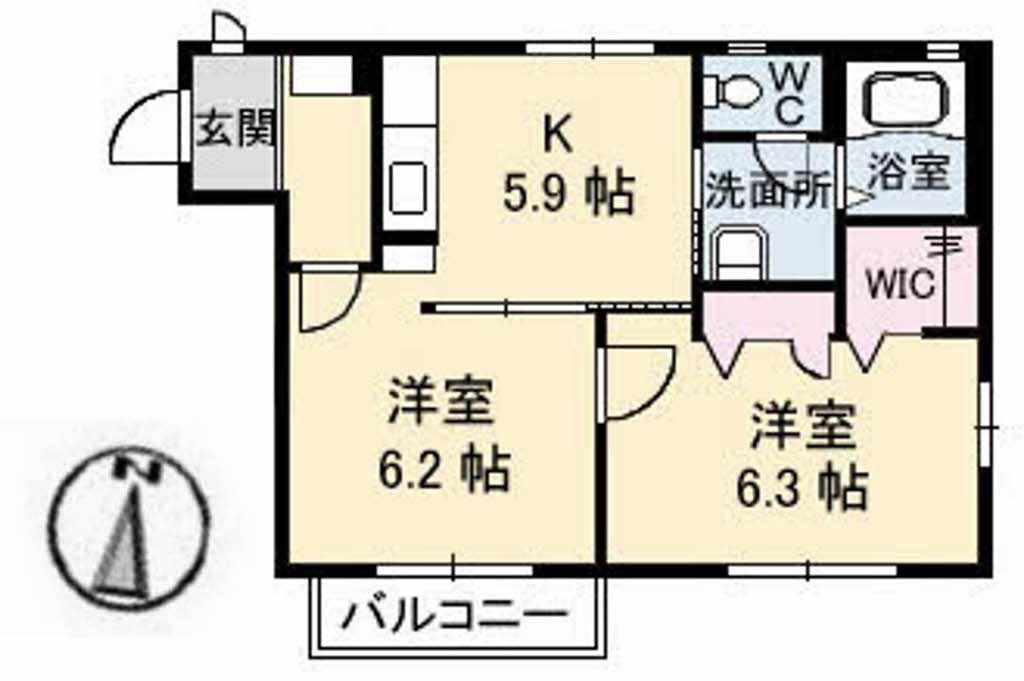 グランシードM・SB棟(2K/1階)の間取り写真