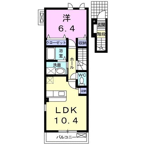 カル ム(1LDK/2階)の間取り写真