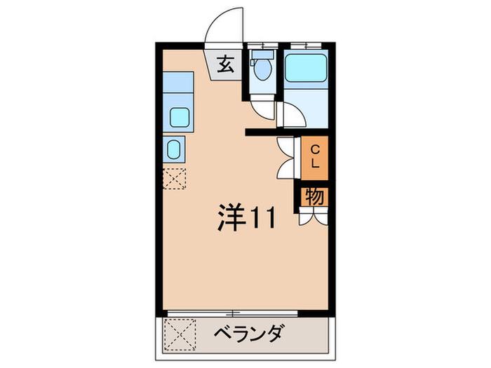 サンテラス(ワンルーム/2階)の間取り写真