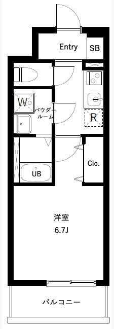 アーバンパーク北浦和(1K/2階)の間取り写真