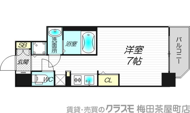 ララプレイス大阪城ヴェステン(1K/7階)の間取り写真