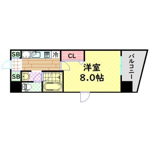 リアンジェ難波(1K/2階)の間取り写真