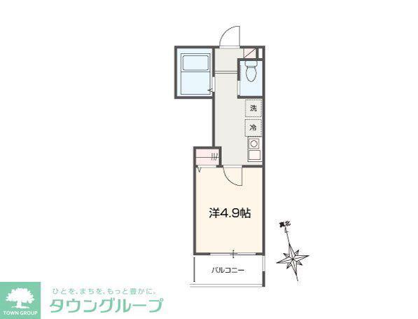MELLAS青梅II(1K/1階)の間取り写真
