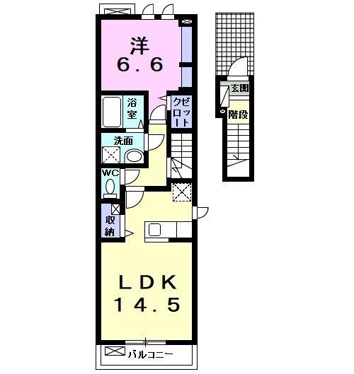 ミントベリー(1LDK/2階)の間取り写真