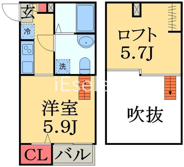 ソレイユ白旗(1K/1階)の間取り写真
