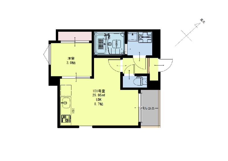 REGALEST CASA北仙台(1LDK/1階)の間取り写真