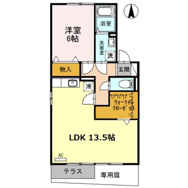 セジュールMY(1LDK/1階)の間取り写真